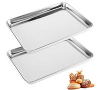 COZHYESS Juego de 2 bandejas para hornear, de acero inoxidable, grandes bandejas profesionales para cocinar, no tóxicas y saludables, con acabado espejo y aptas para lavavajillas, 31,5 x 24,5 x 2,5 cm