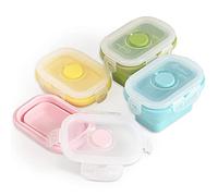 Cozihom - Contenedor de almacenamiento de alimentos de silicona plegable con tapa de clip, apilable, ahorro de espacio, 150 ml, 4 paquetes