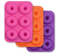 Cozihom Molde de silicona para hornear donas de 6 cavidades, molde antiadherente para donas, grado alimenticio, sin BPA, paquete de 3