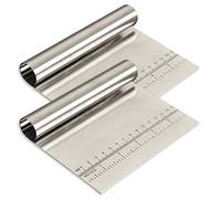 Cozihom - Raspador/cortador/Picador de masa de acero inoxidable Con Escala de medición, cortador de pasteles, cortador de pizza, cuchillo de Escala separador de pan de pastelería, paquete de 2