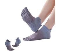 CoziSox 2 Pares Calcetines Antideslizantes Mujer - Calcetines Yoga Antideslizantes Cinco Dedos con Soporte del Arco, Calcetines Pilates Mujer para Fitness Danza de Algodón Degradado, Gris, M