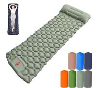 Coziya Matelas, 5cm Ultralight Inflatable Camping Mattress, Portable Waterproof Sleeping Pad with Built-in Pillow & Anti-Slip Design for Backpacking Hiking Travel (Grass Green)