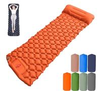 Coziya Matelas, 5cm Ultralight Inflatable Camping Mattress, Portable Waterproof Sleeping Pad with Built-in Pillow & Anti-Slip Design for Backpacking Hiking Travel (Orange)