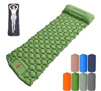 Coziya Matelas, 5cm Ultralight Inflatable Camping Mattress, Portable Waterproof Sleeping Pad with Built-in Pillow & Anti-Slip Design for Backpacking Hiking Travel (Green)