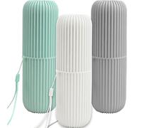 Cozlly 3 Piezas Caja Cepillo Dientes Portátil, Porta Cepillo de Dientes para Viaje, Tazas de Gárgaras Plástico, Taza de Cepillo de Dientes, Portacepillos de Dientes para Viaje Camping Escuela Hogar