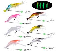 Cozlly 7 Piezas Cebo Camarón Artificial, Biónico Luminoso, Señuelo de Pesca Suave Con Gancho, 3D Falsos Con Anzuelo, para Pescar al Aire Libre