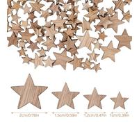 Cozlly Mini Estrellas de Madera - 100 Discos en 4 Tamaños Mezclados para Manualidades y Decoración