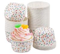 Cozlly Papel para Magdalenas, 50 Piezas Tazas para Magdalenas, Tamaño 4 x 5 x 7,2cm, para Cupcakes, Hornear, Pastelería, Tarta, Cumpleaños, Bodas, Fiesta (Puntos de Color)