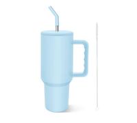 COZOME 40oz Vaso con asa y tapa pajita, Vaso de café con aislamiento de acero inoxidable de doble pared, Taza de viaje reutilizable para agua, té helado, café o batidos