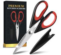 Cozor Tijeras de cocina de 22 cm, tijeras domésticas con afilado de sierra, tijeras afiladas de acero inoxidable, resistentes, multiusos con cascanueces, tijeras universales