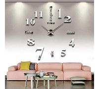 CoZroom Large DIY 3D Frameless Silver Wall Clock - Oversized Modern Decor for Living Room, Stylish Metallic Design, Perfect for Home and Office