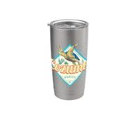 Cozumel Isla México Retro Tortuga Vintage Yucatán Recuerdo Vaso térmico de acero inoxidable de doble pared