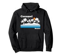 Cozumel México Vintage 80s Tropical Vacaciones Atardecer Sudadera con Capucha