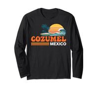 Cozumel México Vintage Sunset Island Manga Larga