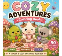 Cozy Adventures Coloring Book: 50 Cute & Relaxing Coloring Pages for Kids | Cozy Animal Friends, Sweet Treats, Fantasy Adventures, Bedtime Scenes & Cozy Activities Featuring Chimipi, Mogu Muu & Lala