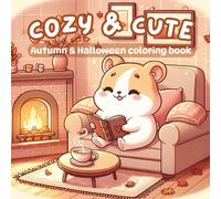 Cozy and cute: autumn and Halloween coloring book: Adorable hamster animal daily chore, autumn, and Halloween fun scenes with easy bold outlines - a ... and adults to enjoy during leisure time