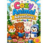 Cozy Animal Adventures Coloring Book: 50 Cute & Easy Relaxing Animal Scenes for Stress Relief