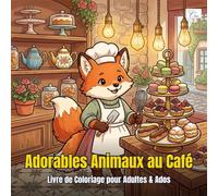 Cozy Animal Café - Adorables Animaux au Café - Livre de Coloriage pour Adultes et Ados: 60 illustrations hygge kawaii à colorier, recto seul, format carré, contours épais