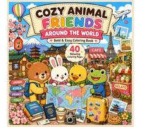 Cozy Animal Friends Around the World: Bold & Easy Coloring Book Featuring Adorable Animal Friends Exploring Famous Places Around the World