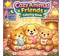 Cozy Animal Friends coloring book coloring book: Cute & Relaxing Animals in Cozy Scenes | Bold & Easy Coloring Pages for Kids Ages 3-8