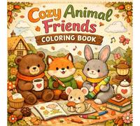 Cozy Animal Friends, Coloring Book for Adults and Teens Featuring Cute Animal Doing Daily Activity