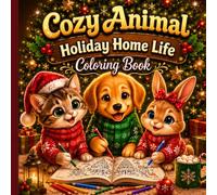 Cozy Animal Holiday Home Life: Cute Christmas & Winter Coloring Book for Adults and Teens