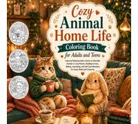 Cozy Animal Home Life Coloring Book for Adults and Teens: Cute and Relaxing Indoor Scenes of Adorable Animals in Cozy Rooms, Reading Corners, Baking, ... Moments for Stress Relief and Creativity