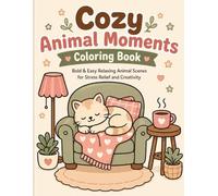 Cozy Animal Moments Coloring Book: Bold & Easy Relaxing Animal Scenes for Stress Relief and Creativity
