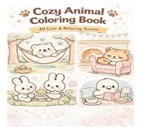 Cozy Animal Moments Coloring Book: Cute & Relaxing Kawaii Animals in Cozy Scenes with Cats, Dogs, Bunnies & More - Stress Relief Coloring Book for Teens & Adults