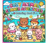 Cozy Animal Summer Adventure Coloring Book: Cute Animals at the Beach, Camping, Picnics, and Vacation Scenes for Adults, Teens, and Kids to Relax and Enjoy
