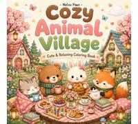 Cozy Animal Village - Cute & Relaxing Coloring book (50 Pages)