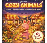 Cozy Animals Coloring Book: Bold and Easy Simple Town Scenes: Cute & Comfy Animal Town Coloring Book with 65 Cozy Village Scenes, Adorable Kawaii ... Relief Coloring Pages for Adults and Teens