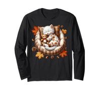 Cozy Autumn Cat For Kitten Mom Who Loves Pumpkins Fall Vibes Manga Larga