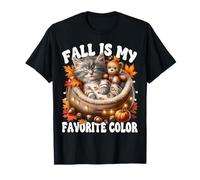 Cozy Autumn Cat In Kitten Bed Fall Is My Favorite Color Camiseta