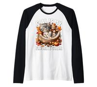 Cozy Autumn Cat In Kitten Bed Fall Is My Favorite Color Camiseta Manga Raglan