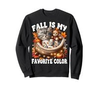 Cozy Autumn Cat In Kitten Bed Fall Is My Favorite Color Sudadera