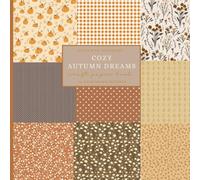 Cozy Autumn Dreams Craft Paper Book - 40 Fall-Themed Designs with Pumpkins, Florals & Plaid in Warm Oranges, Yellows, Browns & Greens - Perfect for Scrapbooking, Cardmaking & DIY Crafts