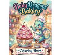 Cozy Baby Dragons Coloring Book for Kids & Adults | Cute Dragon Bakery Adventures, Magical Desserts, Cozy Cafés, Sweet Treats & Relaxing Bold and Easy Designs