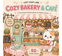 Cozy Bakery and Cafe: A Cute Kawaii Coloring Book for Adults and Teens with 50 Bold and Easy Bakery and Cafe Scenes of Cupcakes, Donuts, Macarons, ... Cake Counters for Relaxation (Cozy Shop Lane)