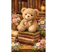 Cozy Bear Nestled Among Books and Flowers: Beautiful Gift Notebook Journal for Friends and Family, Teens and Adults, School Booklet