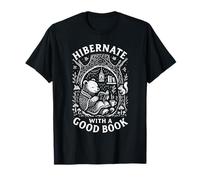 Cozy Bear Reading Hibernate con un diseño de Libro Camiseta