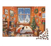 Cozy Bedroom Jigsaw Puzzles 1000 Piezas Material Reciclado Christmas Decorations Puzzles for Elderly Relieve Senile Dementia Fun Family Game Activity Home 52x38cm/1000pcs