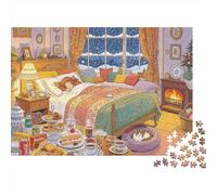 Cozy Bedroom Jigsaw Puzzles 1000 Piezas Material Reciclado Interior Art Puzzle for Boy & Girl Regalo Divertido & Activity para el Hogar Ideal for Child‘s Birthday Gift 38x26cm/1000pcs