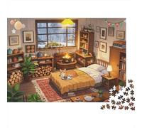 Cozy Bedroom Jigsaw Puzzles 1000Pc Material Reciclado Rustic Interior Puzzle for Boy y Girl Regalo y Actividad Divertida para Casa Ideal for Child‘s Birthday Gift 52x38cm/1000pcs