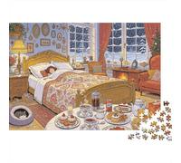 Cozy Bedroom Puzzle for Adultos 1000 Piezas Recyclable Paper Abundant Food Jigsaw Puzzles Juego Educativo Challenge Ideal for Family and Friends Gifts 38x26cm/1000pcs