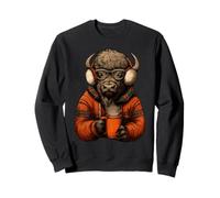 Cozy Bison con Gafas de Sol Orejeras Animal Funny Coffee Sudadera