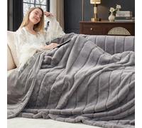 Cozy Bliss Manta de Piel sintética para sofá, acogedora Manta de Invierno Gruesa de Felpa Suave para sofá, Dormitorio, Sala de Estar, 60 x 80 Pulgadas, Color Gris
