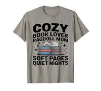 Cozy Book Lover Ragdoll Mamá Páginas Suaves Noches tranquilas Camiseta