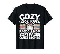 Cozy Book Lover Ragdoll Mamá Páginas Suaves Noches tranquilas Camiseta