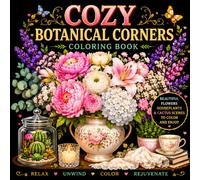 Cozy Botanical Corners Coloring Book: Beautiful Flowers in Vases, Charming Houseplants & Cozy Cactus Scenes for Teens and Adults